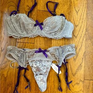 Victoria’s Secret Very Sexy Demi Lace Bra, Thong and Garter Set